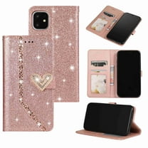 Luxury Bling Flip Filio Kickstand PU Leather Diamond Wallet Card Slots, For iPhone 11 Pro (5.8 inch), rosegold
