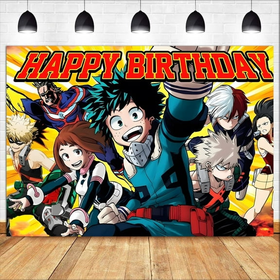Cartoon My Hero Academy Birthday Backdrop Banner Party Supplies Happy Birthday Party Decorations 35''×30''