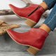 thumbnail image 3 of NECHOLOGY Botas Mujer Adulto Femenino Zapatos Botines de mujer Botas de moda de tacón grueso con cremallera lateral puntiaguda de cuero de color sólido para mujer (Red, 8), 3 of 7