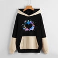 thumbnail image 2 of Gibobby Sudadera con capucha y cremallera Sudadera casual para mujer Colorblock con capucha Bolsillos con estampado colorido Sudadera con capucha （Negro， S), 2 of 3