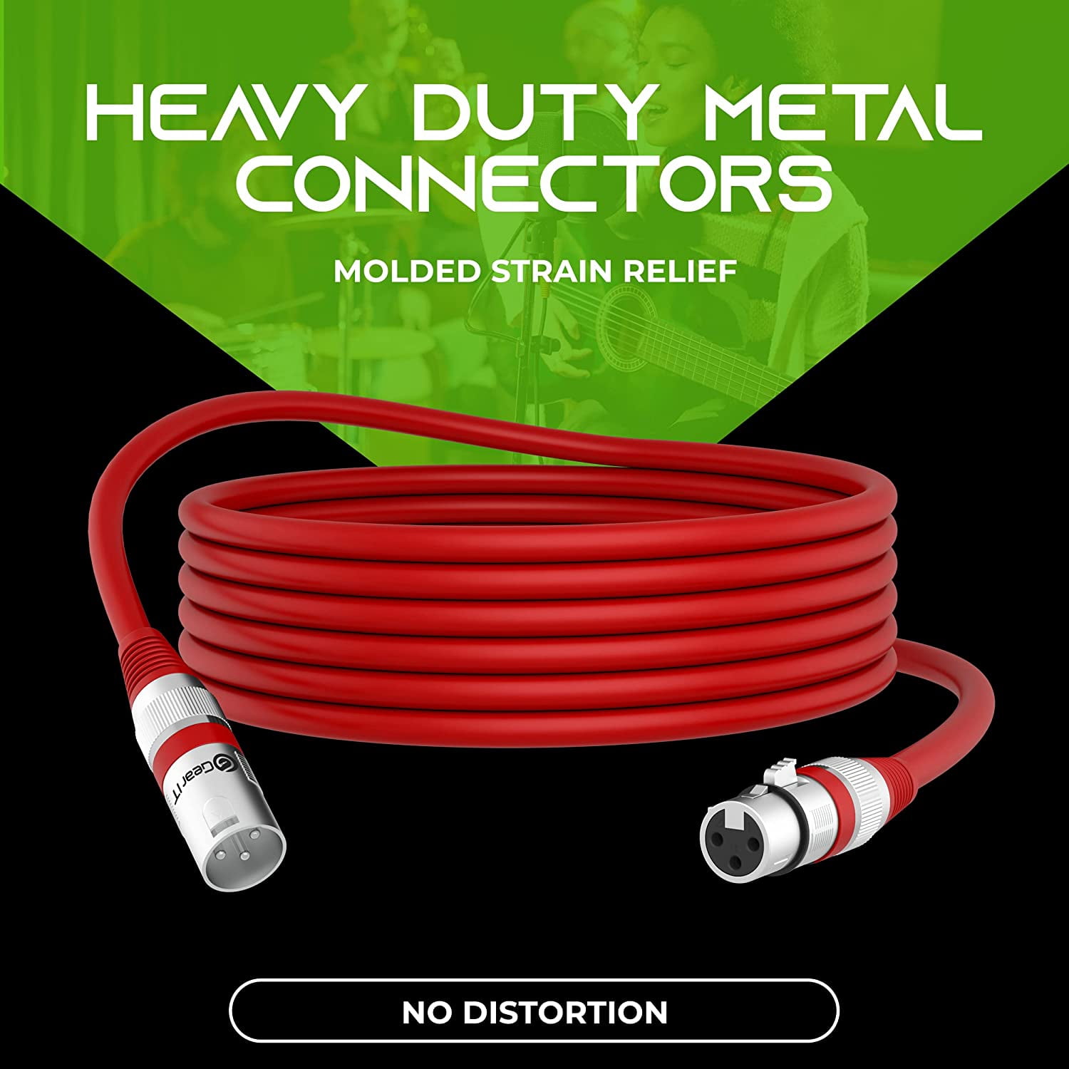 GearIT 3-Pin Male to Female XLR to XLR Microphone Cable, Multicolor 10 ft 6-Pack