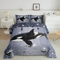 thumbnail image 2 of Killer Whale Comforter Set Black Sequin Fluid Art Twin Bedding Sets,Crystal Diamond Bed Set Nautical Sea Animal Duvet Insert,Coastal Creature Ocean Decor, 2 of 7