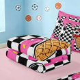 thumbnail image 5 of Manfei Kawaii Baseball Zipper Twin Comforter Sets with Fitted Sheet and 2 Pillowcases, Cute Sports Zipper Bedding Set, Pink Black Red Blue, 5 of 7