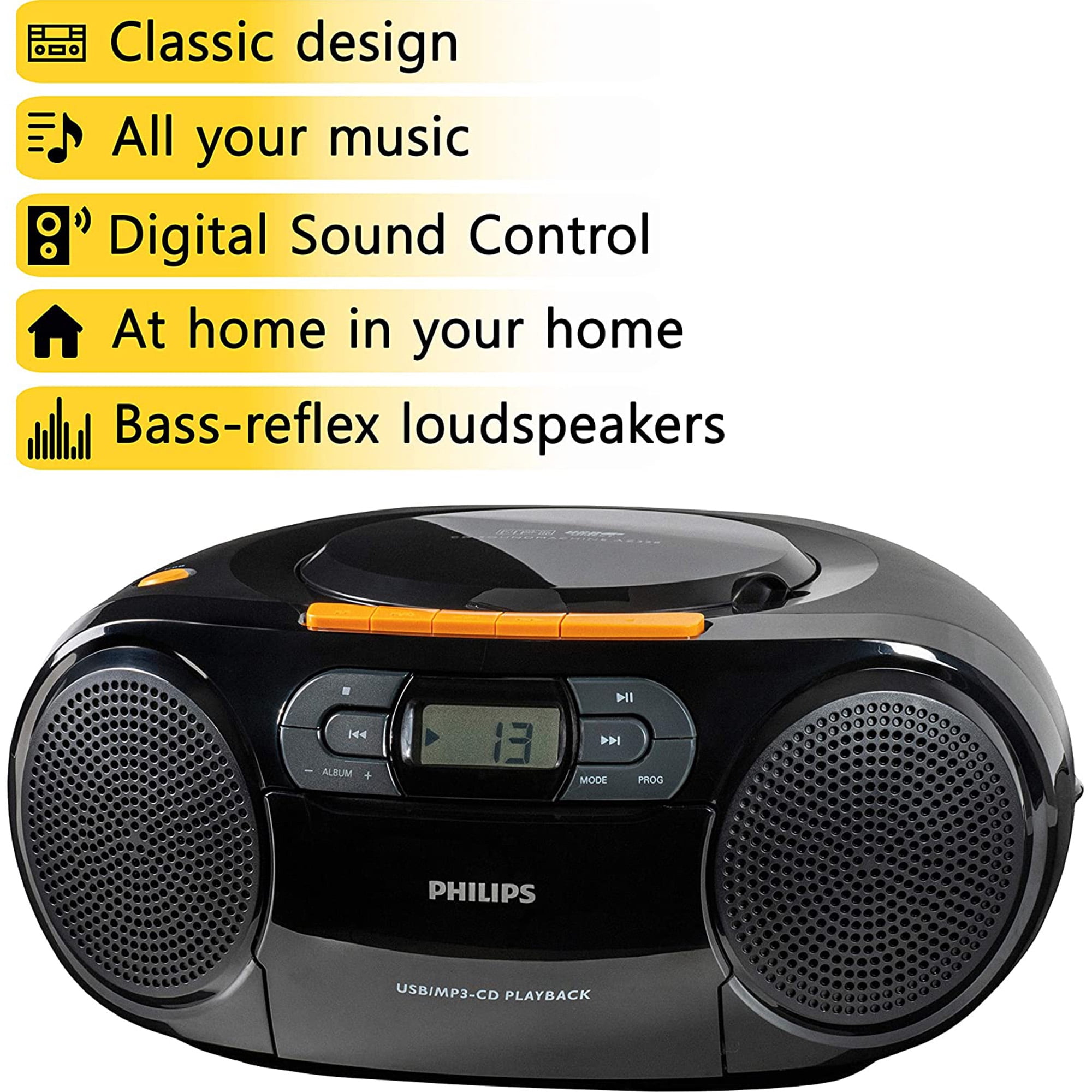 auna Art22 lecteur CD MP3 Boombox radio DAB+/FM lecteur CD/MP3 3 W