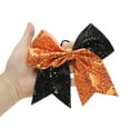 thumbnail image 4 of Unique Bargains 1 Pc Hair Elastics Halloween Sequin Bow Hair Ties for Women Black Orange, 4 of 5