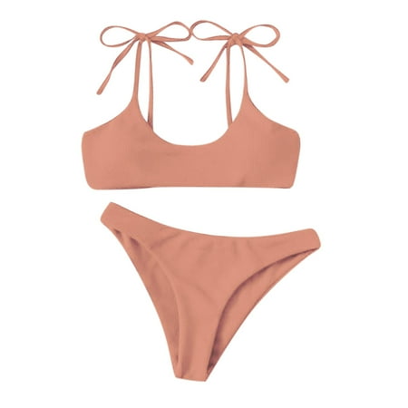 WELOIJEVBE Brazilian Thong Bikini Sets For Women Sexy Swimwear Low-Rise Cheeky Bottoms Sling Tops Womens Hot Bikinis Trendy Swimsuits 2025 Two-Piece Swimwear Thongs Vacation Beachwear