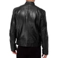 thumbnail image 4 of Business Gentleman Zipper Cardigan Pocket Decoration Pu Leather Vertical Collar Slim Fit Leather Jacket Coat, 4 of 6