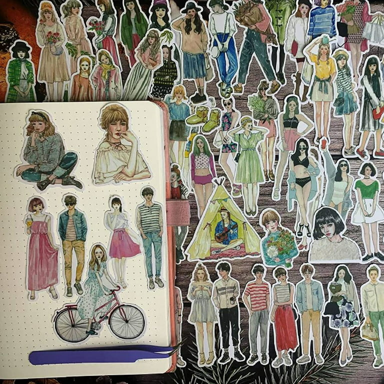 108 Pcs People Stickers for Journaling Scrapbooking,Urban Girl