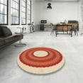 thumbnail image 4 of Ahgly Company Machine Washable Indoor Round Transitional Neon Red Area Rugs, 3' Round, 4 of 7