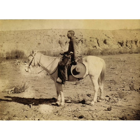 Southwestern Cowboy Wearing Buffalo Chaps And Armed With A Pearl Or Ivory-Gripped Colt Model 1878 Double Action Frontier Revolver  Ed W Ecker  Semi-Arid Desert Landscape Holding A Wide-Brim Hat By
