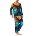 thumbnail image 2 of Sikiie Vibrant Rainbow Butterfly A Mens Pajama Set, Soft Warm Long Sleeve Sleepwear, Cozy Button-Down Pjs for Men-X-Large, 2 of 7