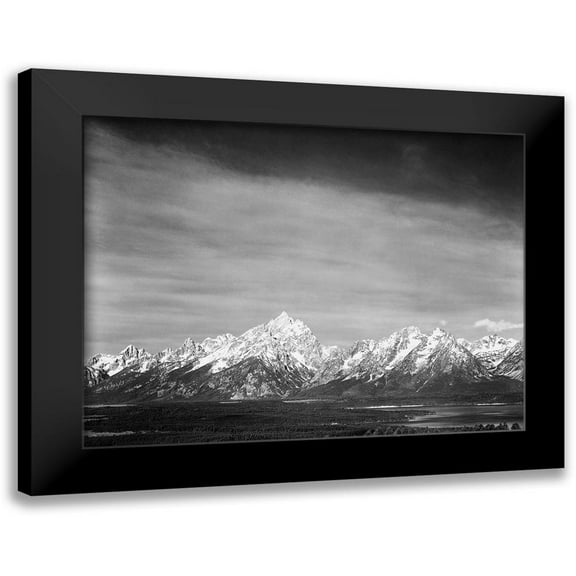 Adams, Ansel 14x12 Black Modern Framed Museum Art Print Titled - Tetons from Signal Mountain, Grand Teton National Park, Wyoming, 1941