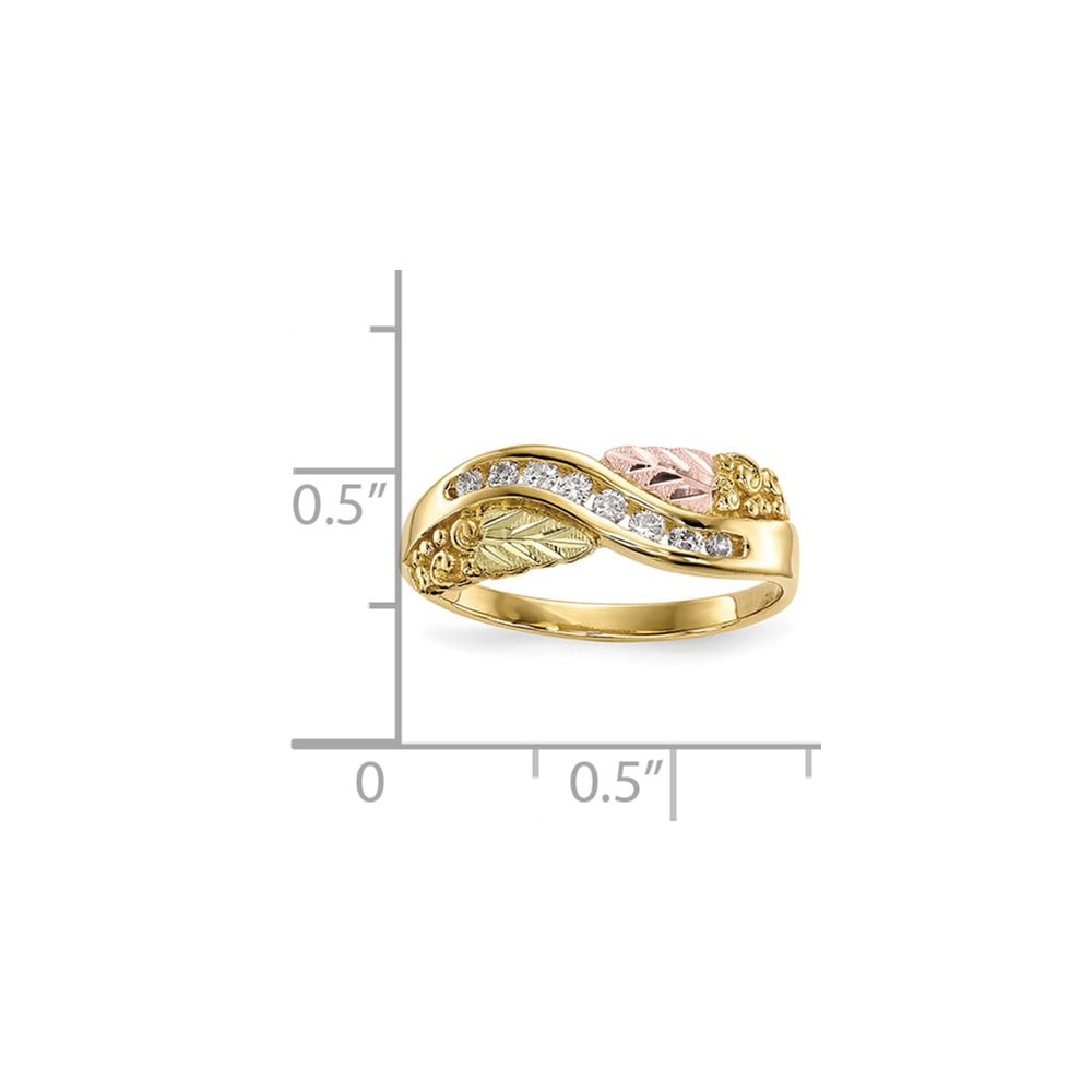 10K Yellow Gold Ring Band Black Hills Diamond-cut Diamond Round, Size 8