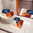 thumbnail image 4 of Navy Blue Burnt Orange Bath Mat 3 Piece Bathroom Rug Set, Geometric Modern Boho Art Non Slip Bath Rug Contour Mat and Toilet Lid Cover, Absorbent Shower Mats Soft Bath Rugs and Mats Sets, 4 of 8