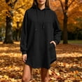 thumbnail image 5 of Jsaierl Womens Long Hoodies Casual Solid Color Hooded Sweatshirt Dress Fashion Pullover Soft Long Sleeve Tops Early Fall Fashion S-5XL, 5 of 6