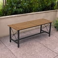 thumbnail image 4 of Sunnydaze European Chestnut Patio Dining Bench with Steel Frame - 17.75" H, 4 of 8