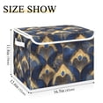 thumbnail image 5 of Yayeee Collapsible Cube Storage Bin with Lid Fabric Closet Decorative Basket with Handles, Blue Peacock Feathers Pattern, 5 of 7