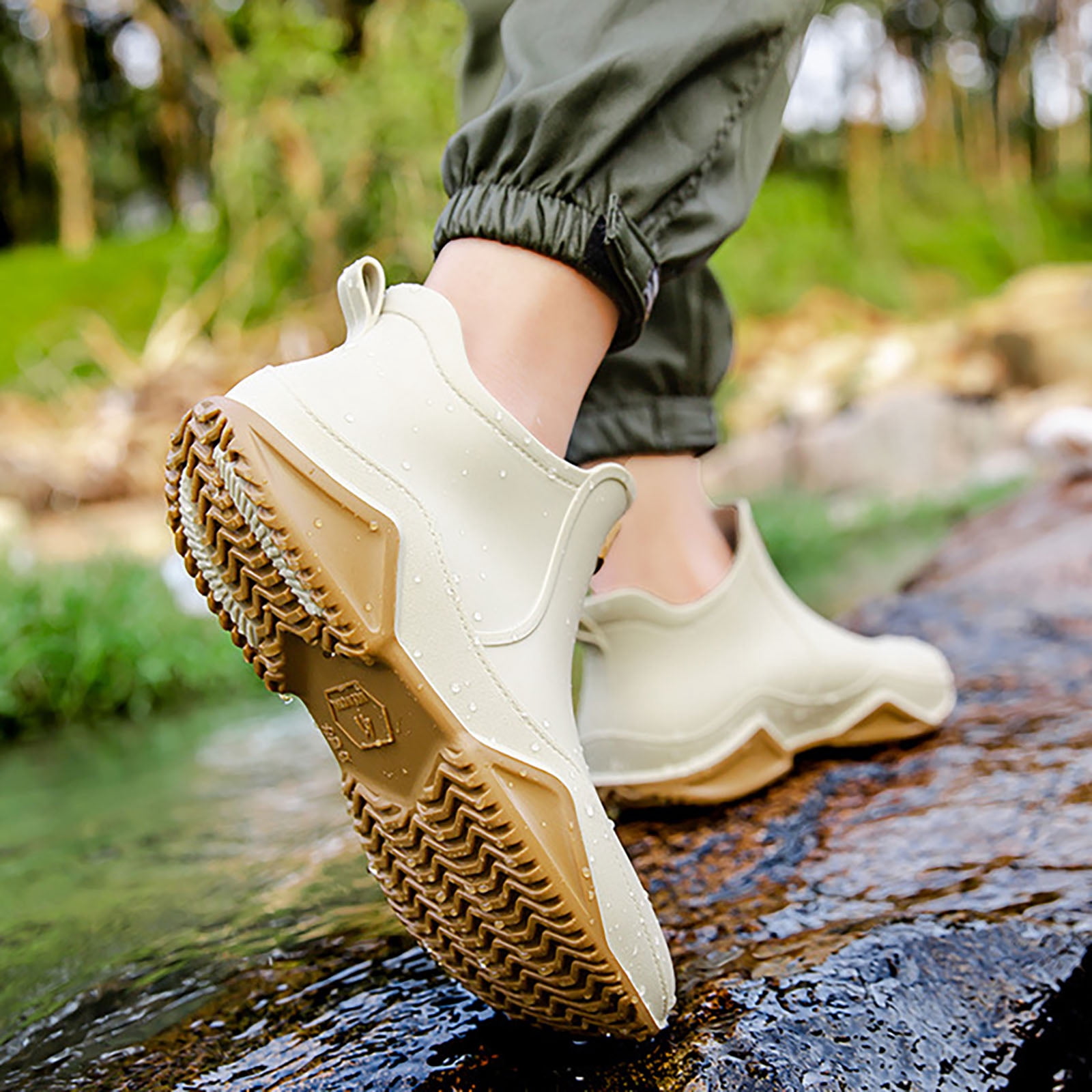 Chenyee Unisex Waterproof Rain Shoes Rubber Ankle Rain Boots Outdoor Non Slip Footwear for Gardening Fishing