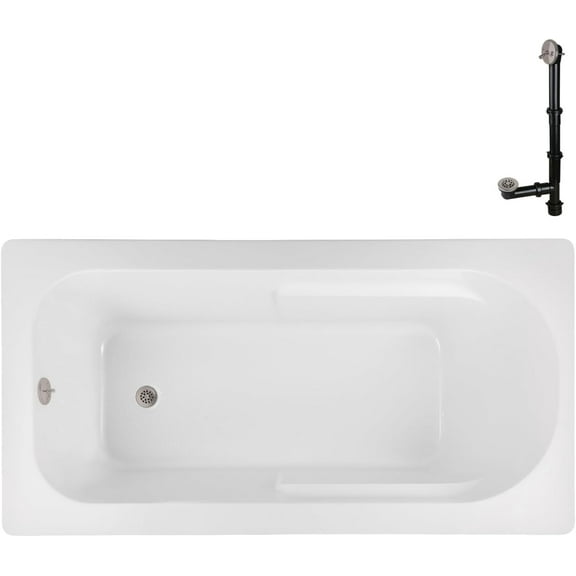 Streamline N-4280-739-BGL 60 in. x 32 in. Acrylic Soaking Drop-In Bathtub in Glossy White, With External Drain in Brushed Gold