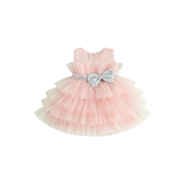 xiaxaixu Robe de Bal Sans Manches pour Filles, Nœud, Tulle en Maille, Tutu, Robes de Princesse, Robe de Fête Formelle pour Anniversaire et Mariage