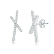Beaux Bijoux Real Diamond X Design Earrings for Women  Sterling Silver and Genuine Diamond Jewelry - Fine Diamond Jewelry Gifts for Women - Valentines Day Gifts for Her