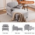 thumbnail image 4 of Aukfa Curved Arm Chaise Lounge Indoor Chair Oversized Mid-Century Modern Chair, 2 Pillows, Chenille, Light Gray, 4 of 10
