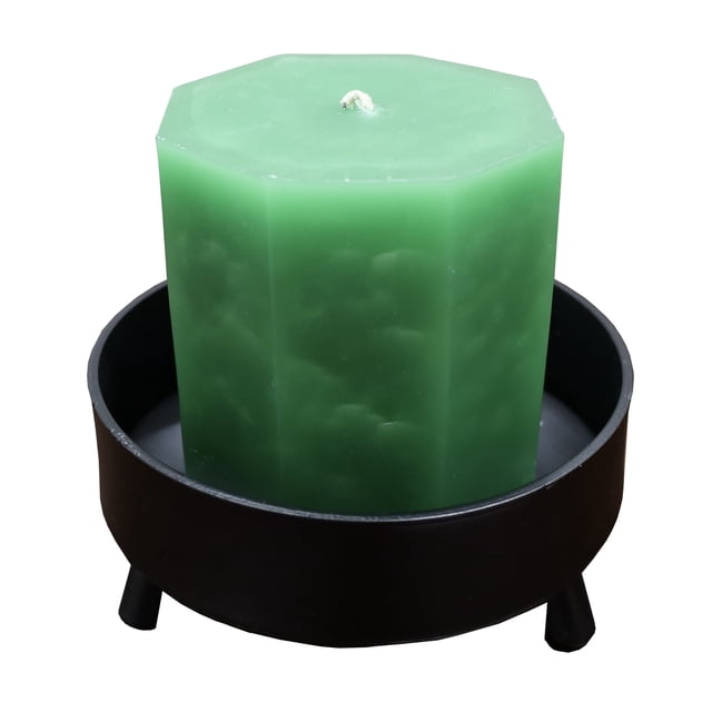 Vela Energética color Verde, Equilibrio y Conexión, Con Base de Acero