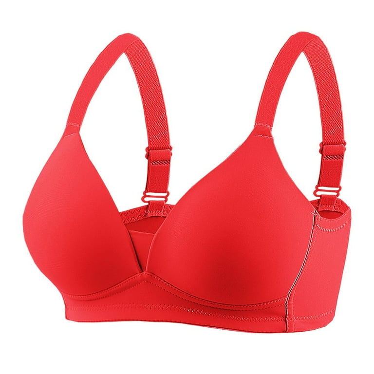 QLEICOM Everyday Bras for Women, Women's Comfort Lift Wirefree Bra Large  Size Comfortable Breathable Bra Underwear No Rims Bras No Underwire Red Cup  42/95BC 