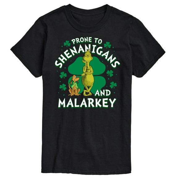 Dr. Suess - The Grinch - Prone To Shenanigans Malarkey - St Patrick's Day - Men's Short Sleeve Graphic T-Shirt