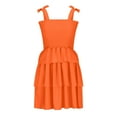 thumbnail image 5 of VSSSJ Women's Summer Square Neck Tie Strap Layered Mini Babydoll Dresses Sleeveless Smocked Solid Color Swing Ruffle Hem Dress Orange L, 5 of 6
