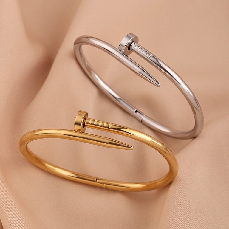 SPOMUNT Adjustable Gold-Plated Bracelet For Women - Titanium Steel Wire Rope With Buckle Design, Fashion Jewelry Gift