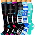 thumbnail image 1 of Calcetines de compresión unisex YUANXCMXG 6 pares de medias de compresión 20 a 30 mmHg, 1 of 5
