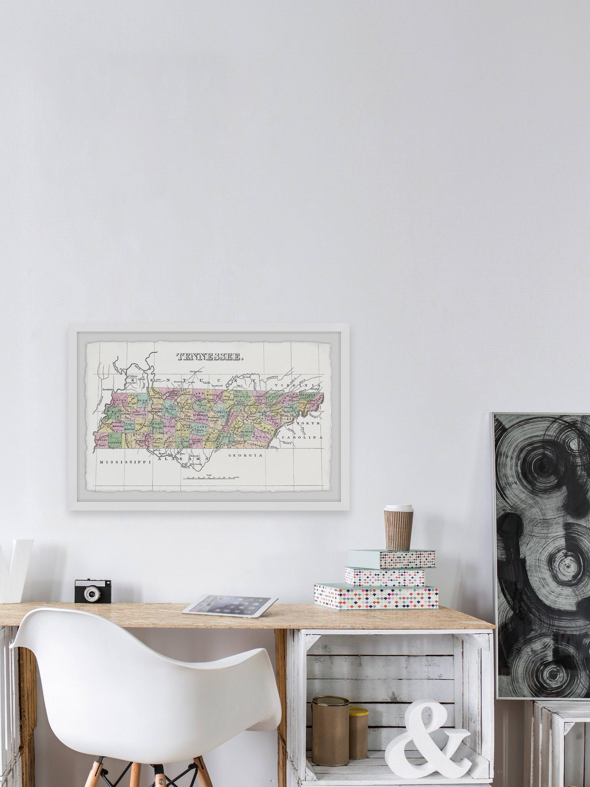 Marmont Hill Colored Tennessee Framed Wall Art, 12" x 18"