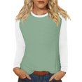 thumbnail image 3 of Hearthz Women Long Sleeve Tee Tops Crewneck Color Block Workout Tops Fitted Basic Tee Plus Size Women Blouses, 3 of 6