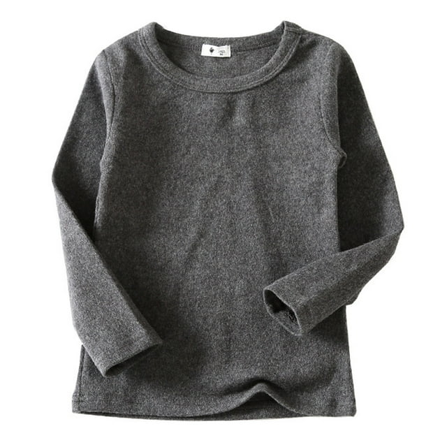 T-shirts Filles Bébé Garçon Fille Col Rond Manches Longues Doux T-Shirts Unis Hauts Filles Gris Foncé 7-8 Ans