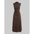 thumbnail image 3 of Women's Striped Sleeveless Maxi Dress Mock Neck Pleated A Line Long Dress, 3 of 8