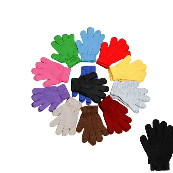 Stretchy Gloves,QZS Portable Multicolor Knitted Gloves,Bulk Winter Finger Mittens for Home,12Pack,Stretchy Warm Mittens for Outdoor