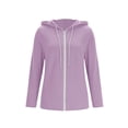 thumbnail image 5 of Wovilon Women's Full Zip Hooded Sweatshirt, Long Sleeve Drawstring Hoodie with Zipper, Lightweight Solid Color Casual Jacket, Stretch Soft Top for Spring Fall, 5 of 7