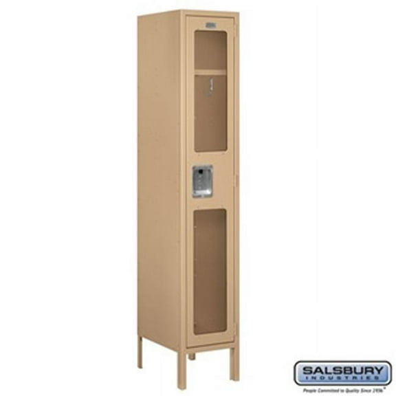 Salsbury S-61155TN-A 1 x 5 x 15 in. Single Tier See Through Metal Locker, Tan - Assembled