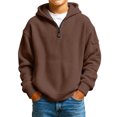 thumbnail image 2 of Hoodies for Boys Quarter Zip Waffle Knit Pullover Hooded Sweatshirt Tops Fall Winter Casual Sweatshirts Back to School Clothes 3-14 Years, 2 of 6