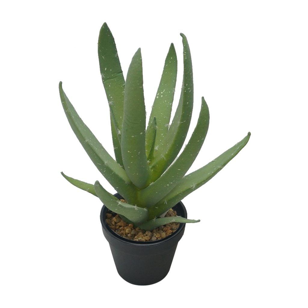 16&quot; Green and Black Unique Abstract Style Potted Faux Aloe