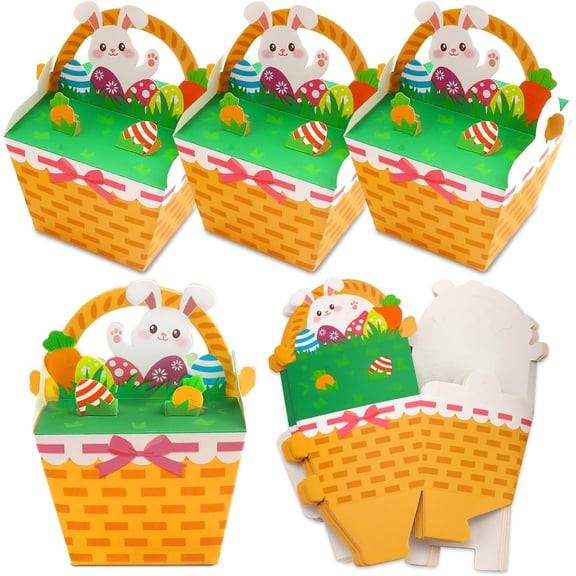 10 Pack Easter Treat Boxes, Mini Bunny Basket Shape Gift Boxes, Orange Easter Boxes, Bunny Basket Shape Gift Boxes