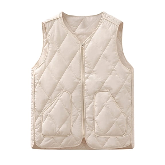 Khunlpohl Sleeveless Vest for Womens Full Zip V Neck Quilted Puffer Warm Jackets Casual Lightweight Outwear with Pockets