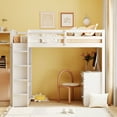 thumbnail image 2 of Twin Loft Bed with Desk &amp; Shelves, Solid Pine &amp; MDF, White, 80.7" L, Maximizes Bedroom Space for Study &amp; Play, Safety Guardrails, No Box Spring Needed, 2 of 13