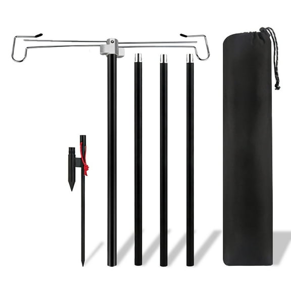 Lantern Stand Pole 25/73in Adjustable Portable Lamp Stand Hook Collapasible Light Stand Holder for Camping Fishing Picnic BBQ Outdoor Activities