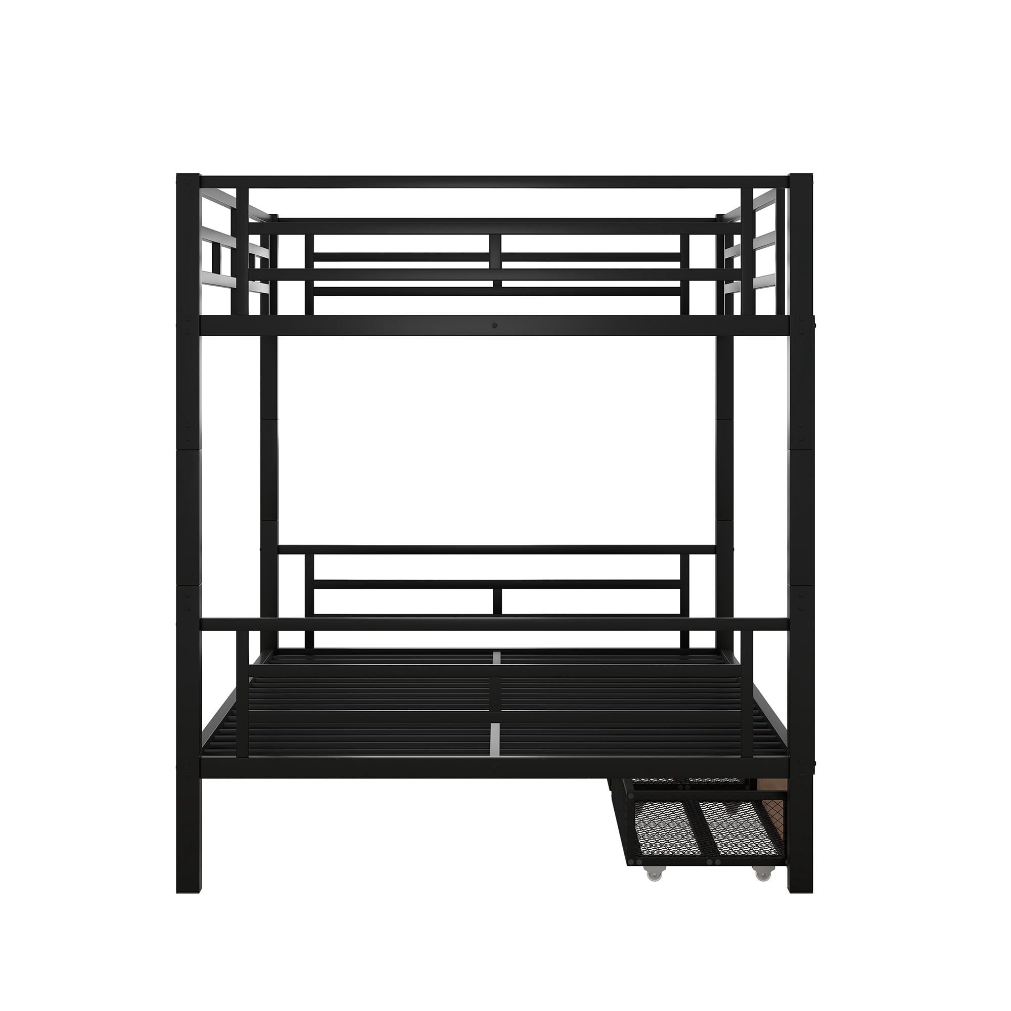 MAYEERTY Metal Full Size Convertible Bunk Bed with 2 Drawers, Black