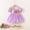 Purple, variant on YHAJDS Little Girls Short Sleeve Dress Floral Print Casual Summer Sundress