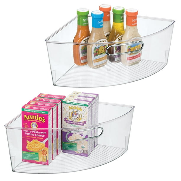 mDesign Lazy Susan Kitchen Food Storage Organizer Bin, 1/4 Wedge