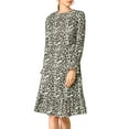 thumbnail image 3 of INSPIRE CHIC Women's Printed Long Sleeves Keyhole Neck Ruffle Hem Midi Dresses, 3 of 7