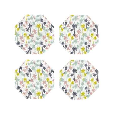 

Leather Coasters with Heat-resistant for Drinks Hawaiian Style tree -标题2 Octagon